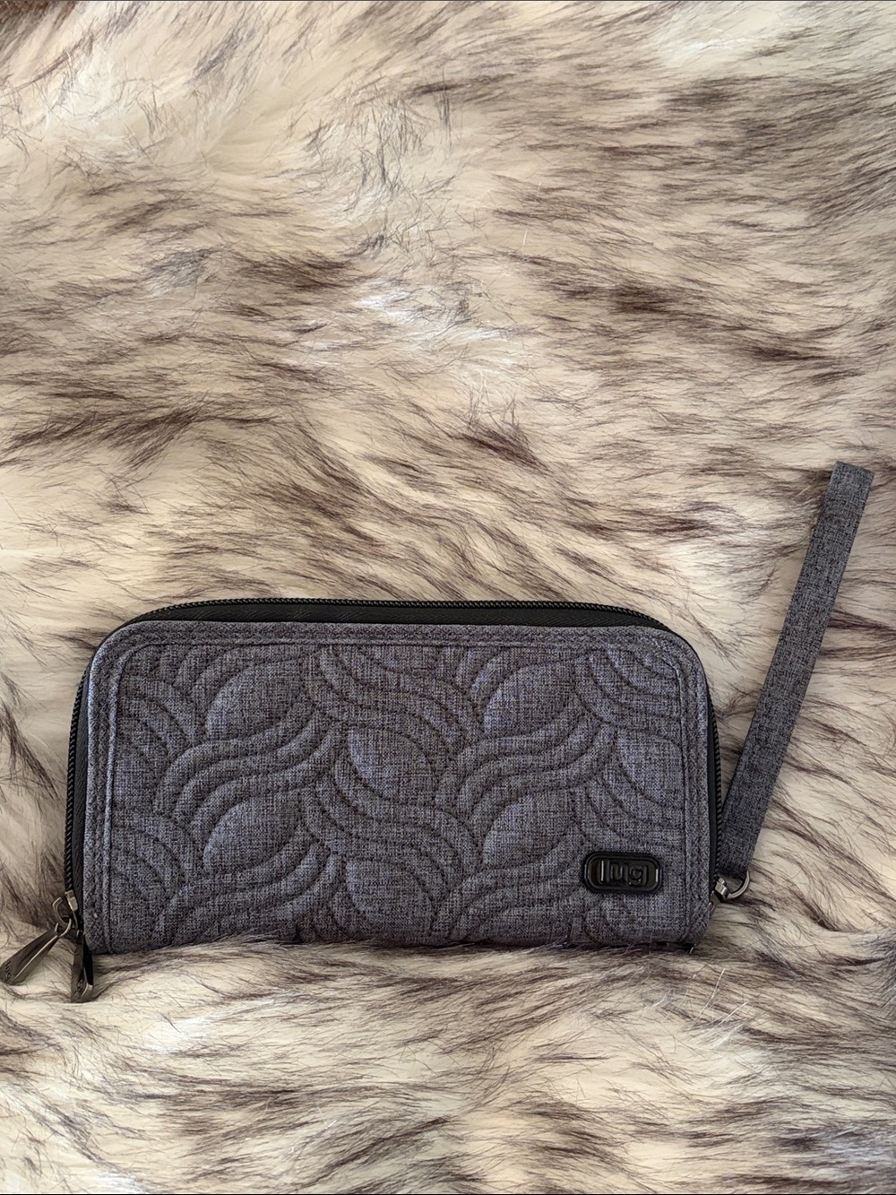 lug Quilted Gray Wristlet Key & Card Holder with Wrist Strap
